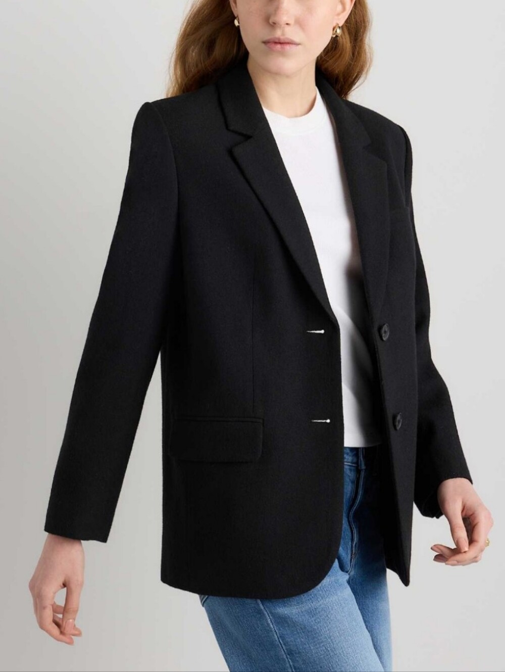 Quince Italian Wool Two-Button Oversized Blazer
